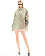 Load image into Gallery viewer, Embellished Stripe Patchwork Shirt