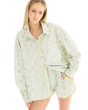 Load image into Gallery viewer, Embellished Striped Party Shirt - Green