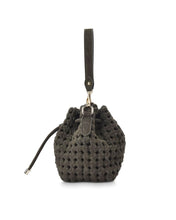 Load image into Gallery viewer, Box Weave Bucket Bag - Khaki Microsuede