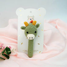 Load image into Gallery viewer, 100% Cotton Crochet Hand Rattle - Spike Dinosaur