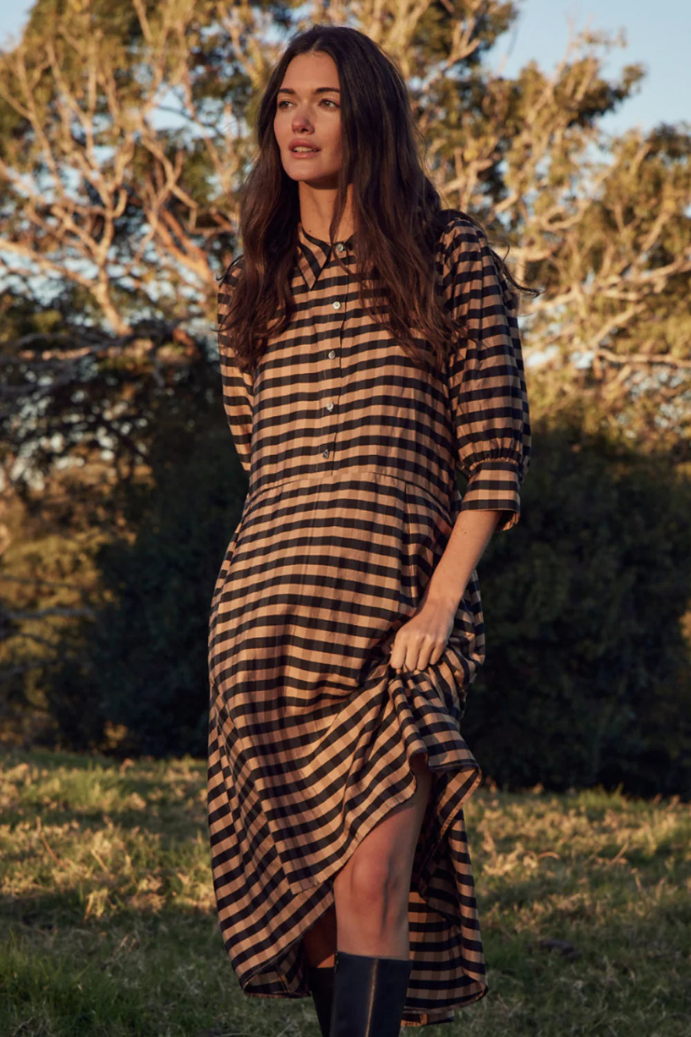 Befit Dress - Toffee & Black Check