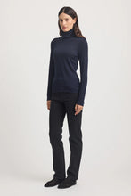 Load image into Gallery viewer, Turtle Neck Merino Tee - French Navy