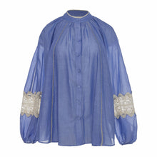 Load image into Gallery viewer, Lace Voile Blouse - Light Blue