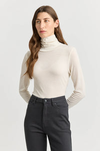 Turtle Neck Merino Tee - Warm White