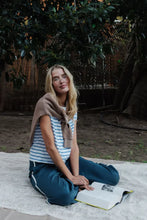 Load image into Gallery viewer, Everett Jersey Stripe Boxy Crewneck Tee - Cobalt Stripe