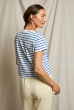 Load image into Gallery viewer, Everett Jersey Stripe Boxy Crewneck Tee - Cobalt Stripe