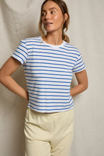 Load image into Gallery viewer, Everett Jersey Stripe Boxy Crewneck Tee - Cobalt Stripe