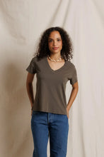 Load image into Gallery viewer, Hendrix V Neck Tee  - Dark Khaki