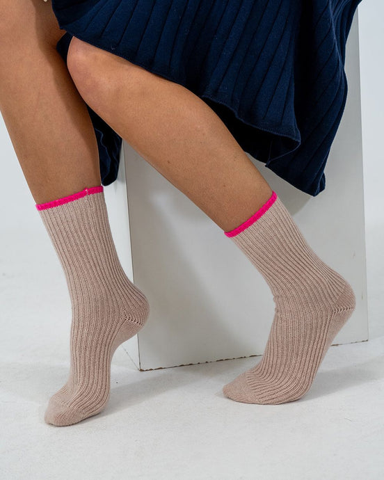 Dayglo Trim Socks - Blush