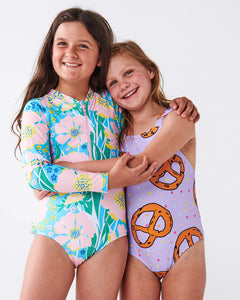 One Piece Bathers - Pretzels Lilac