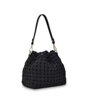 Load image into Gallery viewer, Box Weave Bucket Bag - Black Microsuede