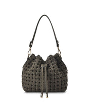 Load image into Gallery viewer, Box Weave Bucket Bag - Khaki Microsuede