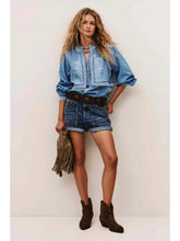 Load image into Gallery viewer, Laura Denim Shirt - Light Blue Suede