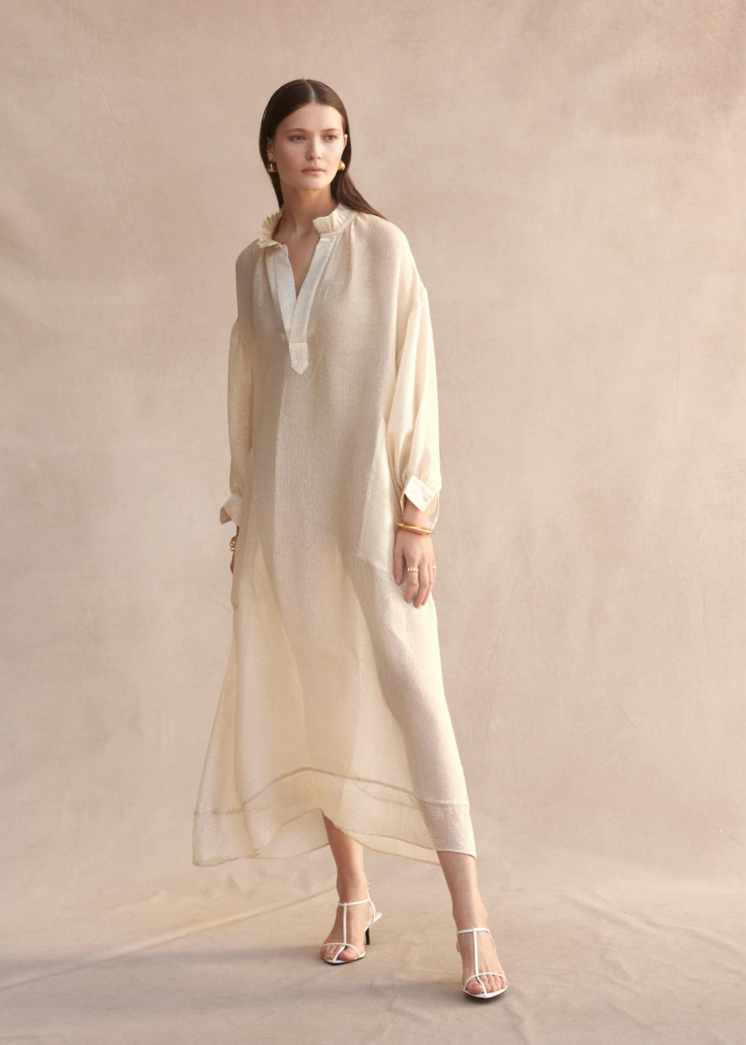 Marrakesh Kaftan - Ivory Gold Shimmer
