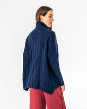 Load image into Gallery viewer, Sinead Roll Neck Knit - Navy Cable