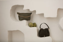 Load image into Gallery viewer, Box Weave Bucket Bag - Khaki Microsuede
