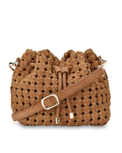 Load image into Gallery viewer, Box Weave Bucket Bag - Tan Microsuede