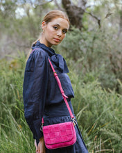 Load image into Gallery viewer, Clara Weave Crossbody - Hot Pink Suede