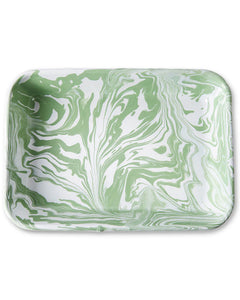 Enamel Baking Dish - Green Marble