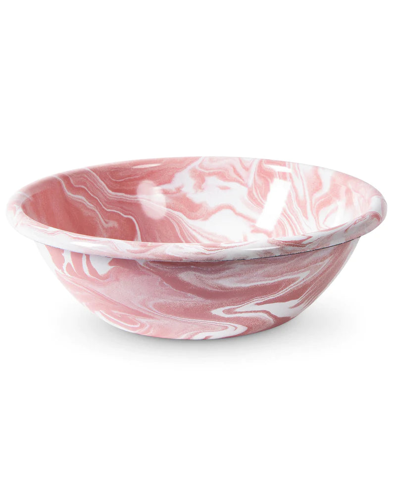 Enamel Salad Bowl - Pink Marble