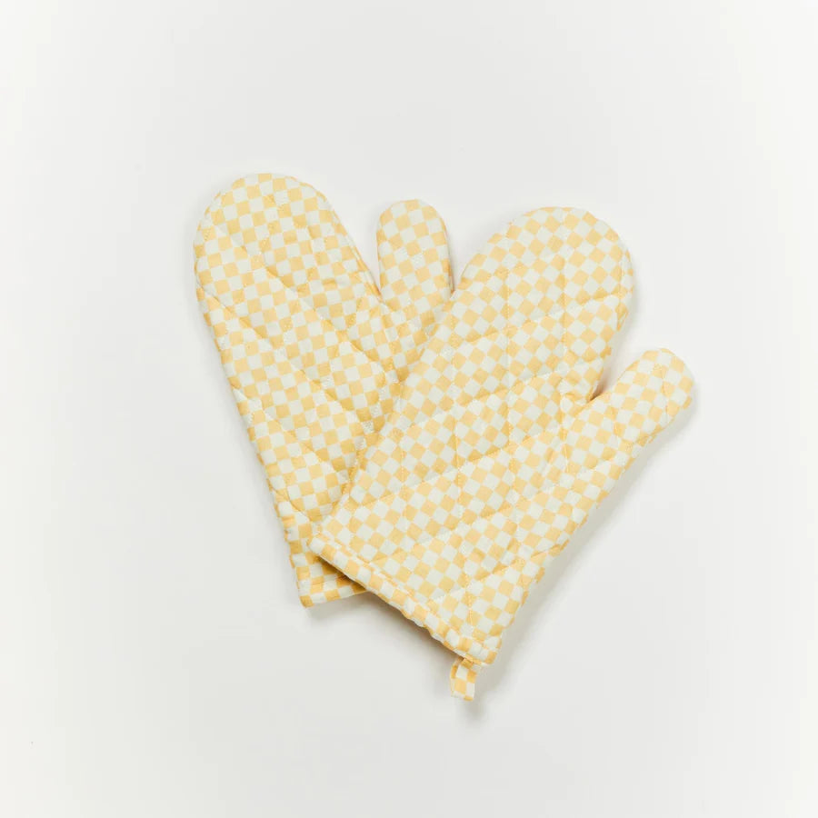 Oven Mitts-Tiny Checkers Peach(set of 2)
