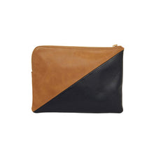 Load image into Gallery viewer, Paige Clutch Splice w/Wristlet - Navy &amp; Vintage Tan